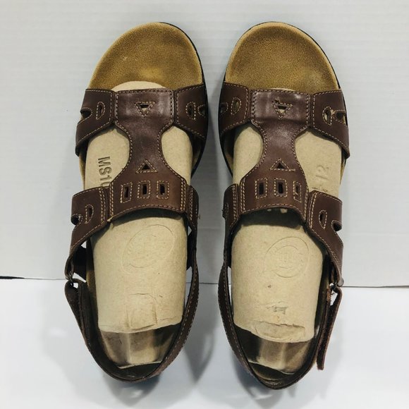 Clarks Clark's Sandals 11 Brown Open Toe Strappy Sling Back Cushioned‎ Shoes - Picture 3 of 10